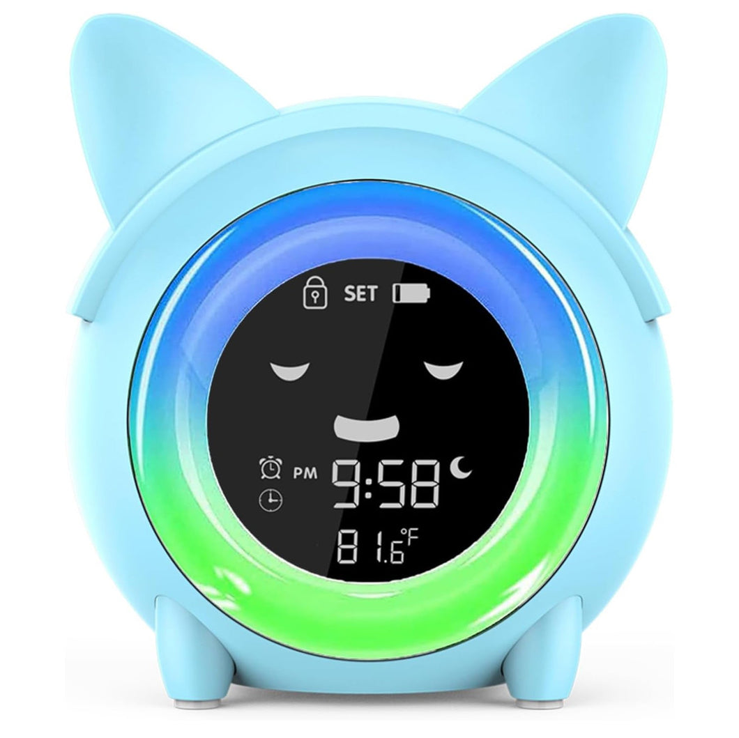 A6118,Kids Alarm Clock, Toddlers Sleep Training Clock with Night Light, Soun Machine, Nap Timer  &