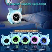 Charger l&#39;image dans la galerie, A6118,Kids Alarm Clock, Toddlers Sleep Training Clock with Night Light, Soun Machine, Nap Timer  &amp;
